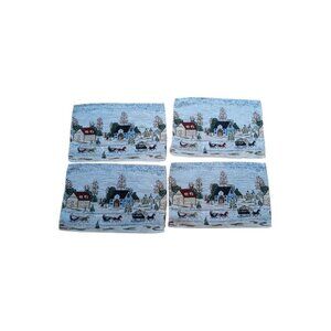 Christmas Winter Scene Placemats Set Of 4 By Collections Etc. Polyester Cotton B